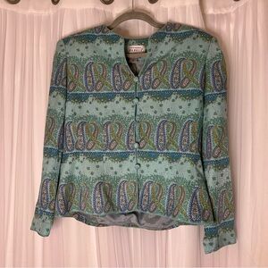 Vintage Adrianna Papell Paisley 100% Silk Blouse